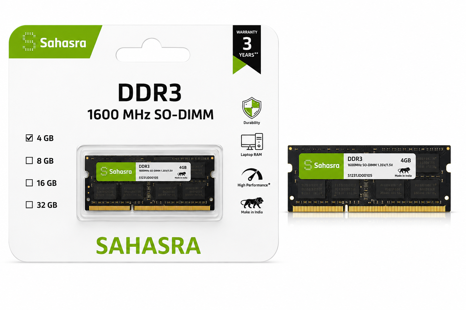 4GB- 1600 MHZ DDR3 SO-DIMM